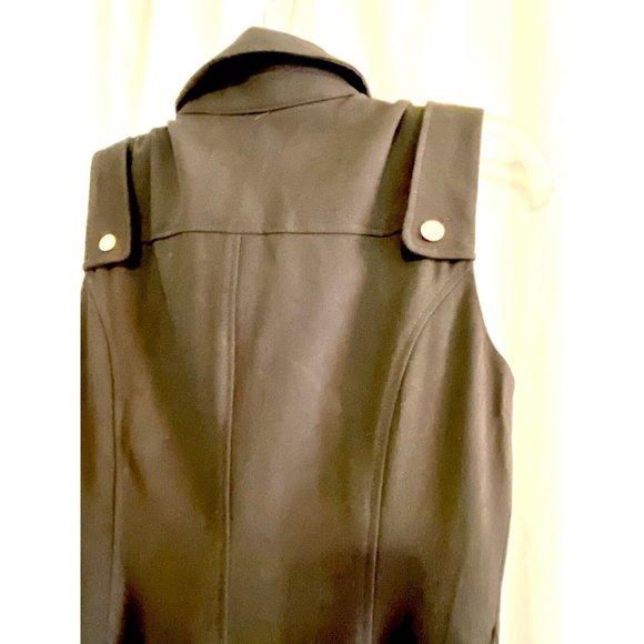Calvin Klein Women Size 4 Classy Black Dress Sleeveless Lined Gold Buttons - Picture 8 of 14